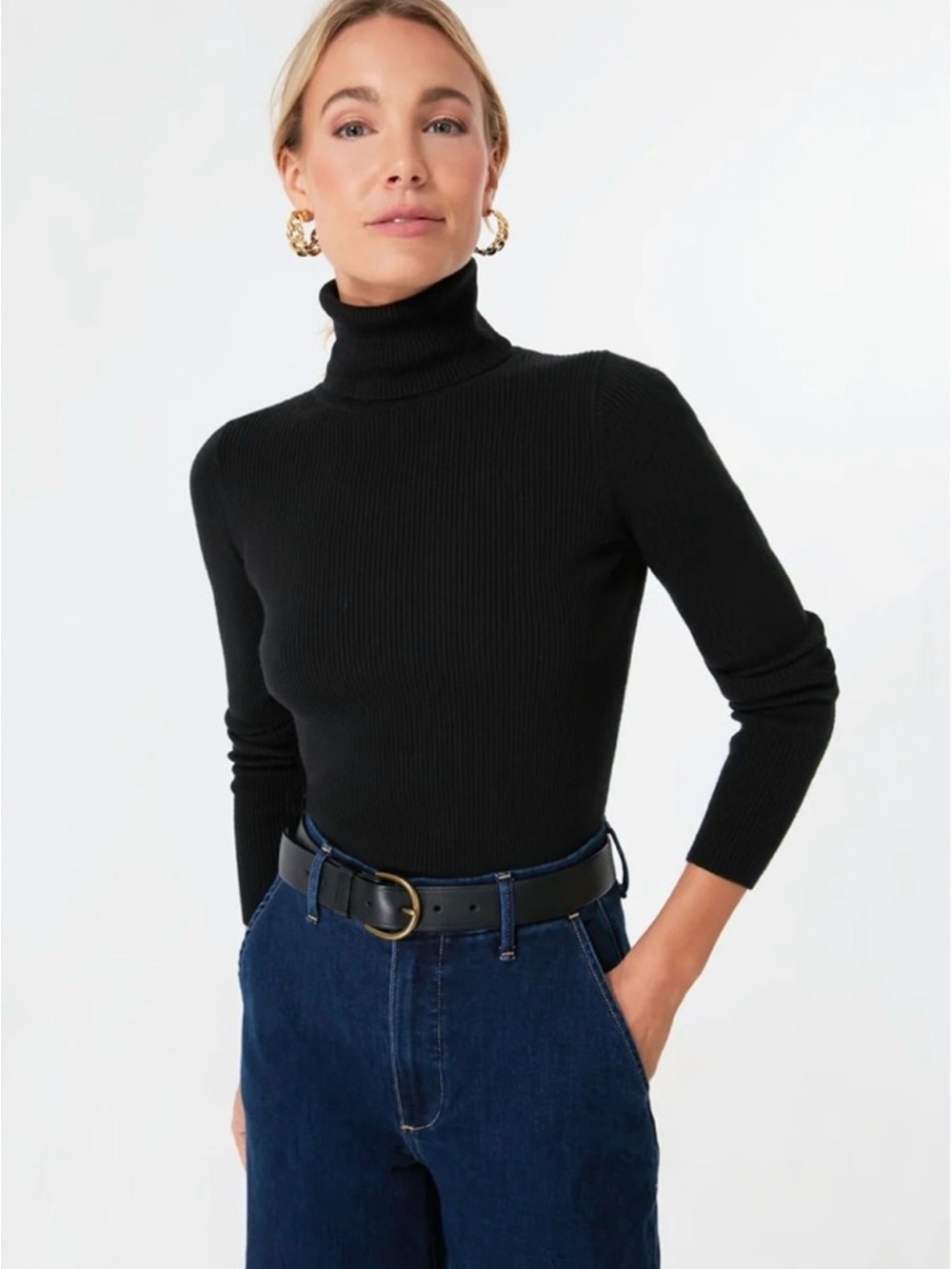 Tuckernuck Pomander Place Arlo Ribbed Turtleneck Top Black Medium